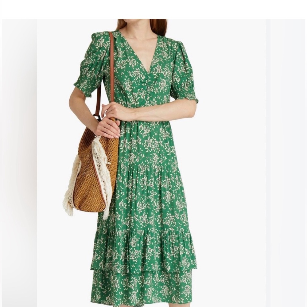 Vika Gathered Print Dress, 0/XS, Ba&sh